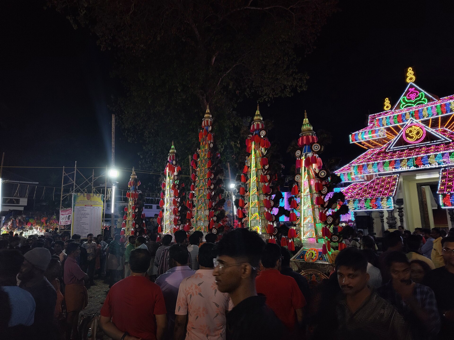 A temple ground at festival time